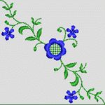 蓝色花朵刺绣图案 简单小花样