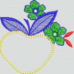心形边框花卉刺绣图案 简单小花样
