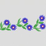 蓝色花朵刺绣图案 简单小花样