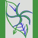 绿色与蓝色植物刺绣图案 简单小花样