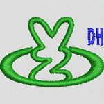 绿色兔子图案与字母DH 简单小花样