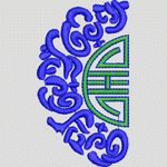 蓝色花纹与绿色几何图案 简单小花样