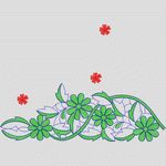 绿色花卉刺绣图案 台布