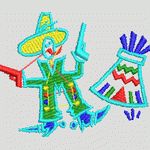 彩色卡通人物持枪跳舞 卡通童装