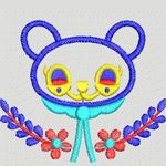 蓝色熊猫卡通刺绣图案 卡通童装
