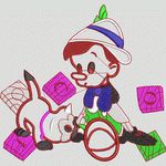 匹诺曹与玩具的刺绣图案 卡通童装