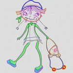 彩色刺绣小女孩 卡通童装
