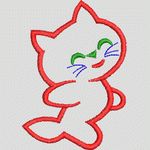 红色轮廓卡通猫 卡通童装