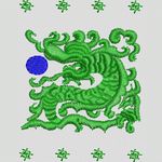 绿色龙形刺绣图案 卡通童装