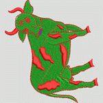 绿色牛形刺绣图案 卡通童装