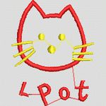 红色猫咪图案刺绣设计 卡通童装