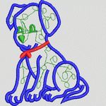 蓝色小狗刺绣图案 卡通童装