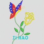 彩色蝴蝶与玫瑰刺绣图案 卡通童装