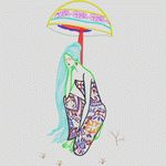 雨中女子撑伞 卡通童装