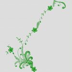 绿色植物刺绣图案 牛仔裤