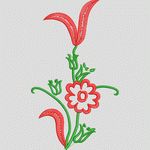 红色花卉刺绣图案 牛仔裤