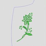 绿色刺绣花卉图案 牛仔裤