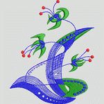 抽象花卉刺绣图案 牛仔裤