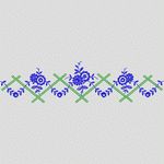 蓝色花卉刺绣图案 牛仔裤