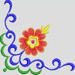 花卉装饰边角图案 牛仔裤