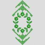 绿色十字绣花卉图案 牛仔裤