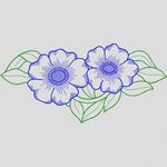 蓝色花朵刺绣图案 牛仔裤