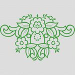 绿色花卉刺绣图案 牛仔裤