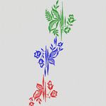 三色植物刺绣图案 牛仔裤