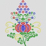 彩色刺绣花卉图案 牛仔裤