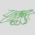 绿色植物刺绣图案 牛仔裤