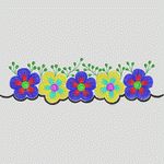 彩色刺绣花卉装饰边框 牛仔裤