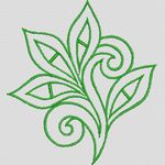 绿色植物刺绣图案 牛仔裤