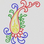 彩色刺绣佩斯利花纹 牛仔裤