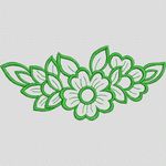 绿色花卉刺绣图案 牛仔裤