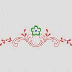 红色花边装饰图案 牛仔裤