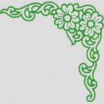 绿色花卉装饰角边图案 牛仔裤