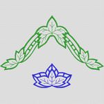 绿色与蓝色叶子刺绣图案 牛仔裤