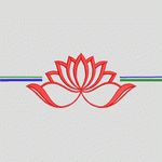红色莲花刺绣图案 牛仔裤