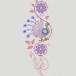 彩色刺绣孔雀花纹图案 牛仔裤