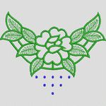 绿色花卉刺绣图案 牛仔裤