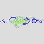 蓝色丝带花饰图案 牛仔裤