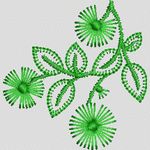 绿色刺绣植物图案 牛仔裤