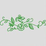 绿色植物刺绣图案 牛仔裤