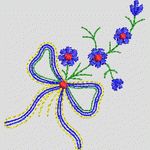 刺绣花朵蝴蝶结图案 牛仔裤