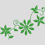 绿色藤蔓花卉图案 牛仔裤