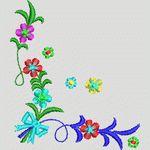 花卉装饰图案 牛仔裤