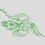 绿色花纹装饰图案 牛仔裤