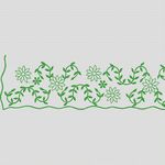 绿色植物刺绣花边图案 牛仔裤