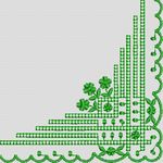 绿色刺绣花边图案 牛仔裤