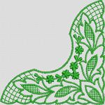 绿色蕾丝花边图案 牛仔裤